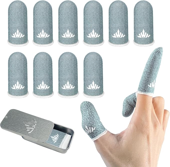 10 Pack Silver Fiber Dedales Gamer Profesionales Anti Slip Sweat Proof Gaming Finger Thumb Sleeves Cots Breathable Mobile Phone Gamer Gloves Guantes para Durable Covers for Pubg by Unknown