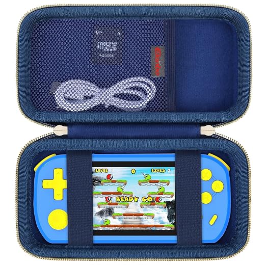 Elonbo Carrying Case for TEBIYOU/ WELLST·G/ TaddToy/ Beijue/ FAMILY POCKET/ CCTU/ X-JOYKIDS/ GREENCREEK/ Beico/ KAVOYI/ GuaiyeyeAP Handheld Game Console, Portable Electronic Gaming Player Bag, Blue by Elonbo