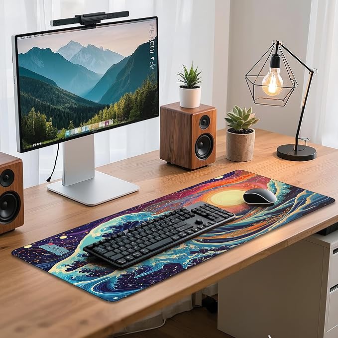 Mouse Pad Gaming - Desk Mat for Keyboard and Mouse - Kanagawa Large Mouse Pad for Desk, Japanese Sea Wave Mousepad (31.5" x 11.8") with Non-Slip Base, Desks Pad Mat for Gaming, Office and Home - Image 7