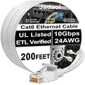 Jadaol [UL Listed Snagless Cat6 Ethernet Cable 150 ft 10Gbps, PoE++, White by Jadaol