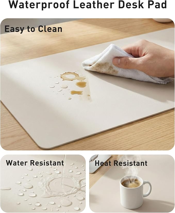 Aothia Faux Leather Desk Mat - Large Mouse Pad, Non-Slip PU Leather Blotter, Waterproof Writing Surface for Office and Home (Pale Lavender White, 42" x 17") - Image 7