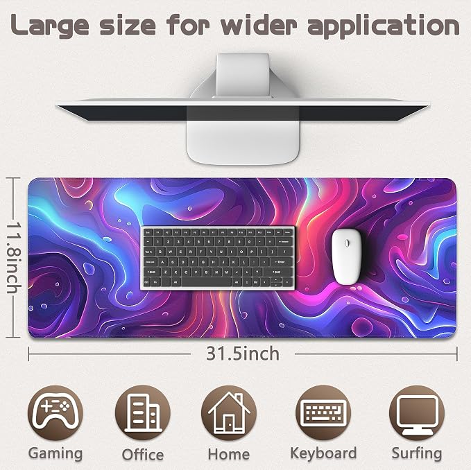 Gaming Mouse Pad - (31.5"×11.8") Topographic Large Mouse Pads for Desk - Desk Mat for Keyboard and Mouse with Non-Slip Base, Desks Pad Matfor Game/Office & Home - Image 5