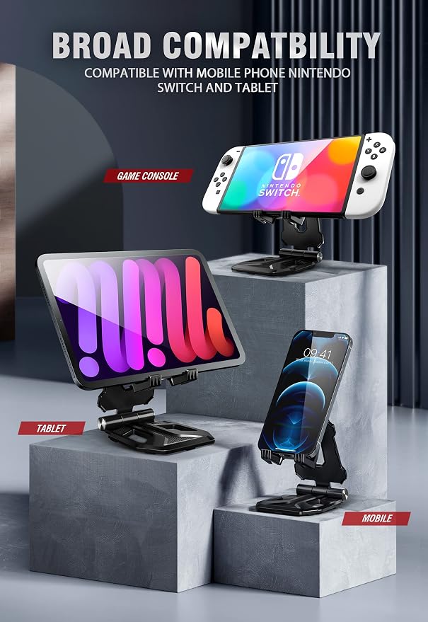 SUPCASE Adjustable Foldable Tablet Stand, Portable Desktop Holder, Black - Image 4