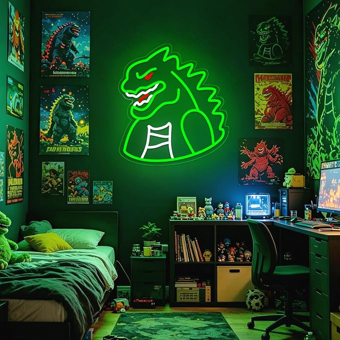 Monster Neon Sign Lights for Wall Decor, Dinosaur LED Sign for Room and Man Cave Decor, Dimmable Powered LED Signs for Boys Bedroom, Party, Birthday, Christmas Gift - Image 6
