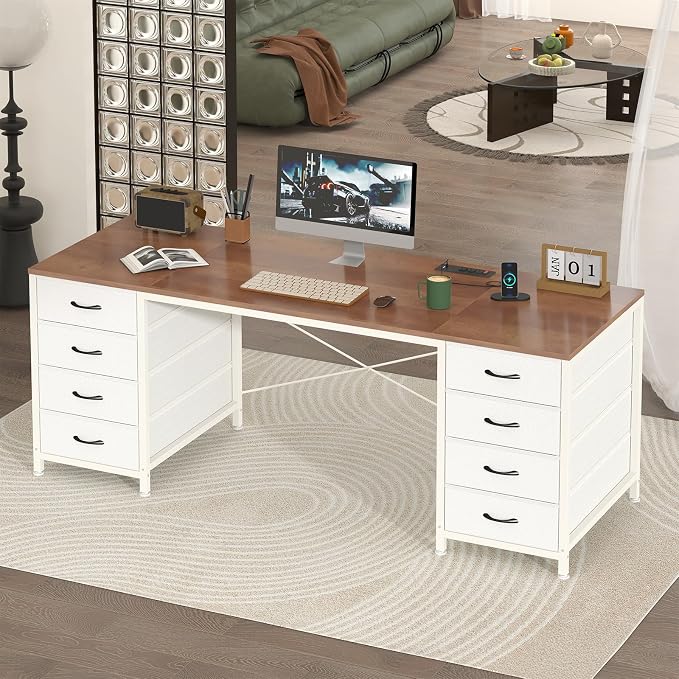 60 Inch Computer Desk with 8 Drawers for Home Office, Bedroom, Living Room - Image 9