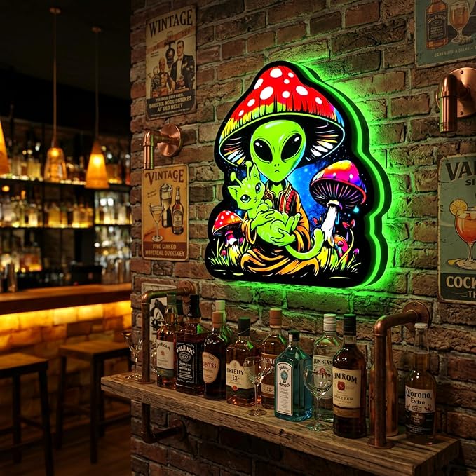 Alien Neon Sign & Night Light, Dimmable LED Light Signs for Bedroom Wall Decor Game Room, Vibrant Cosmic Acrylic Desk Lamp - Image 3