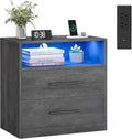 VASAGLE 23.6 Nightstands, LED Lights, Charging Station, 2 Drawers by Unknown