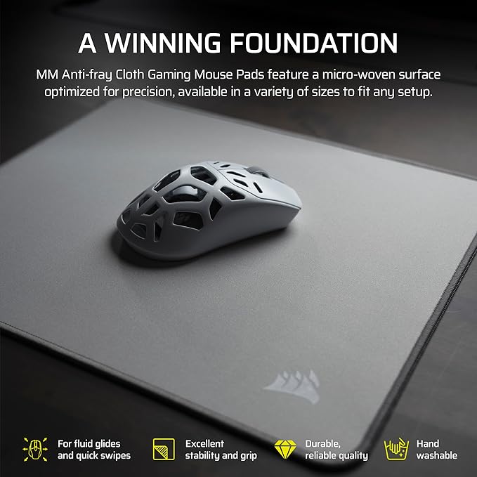 Corsair MM Anti-Fray Cloth Gaming Mouse Pad – Gray | XXL (930 x 400mm), Precision Micro-Woven Surface, Non-Slip Natural Rubber Base, Stitched Edges - Image 2