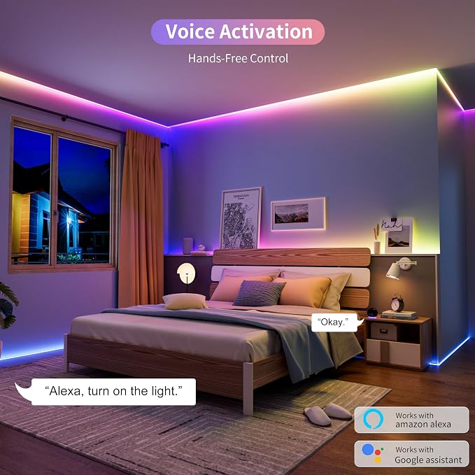 PAUTIX RGB Smart IC COB LED Strip Lights,Work with Alexa/Google Assistant,20ft/6.1m Addressable UL-Listed 24V Chasing Color Flexible Tape Light Multicolor,for Cabinet,TV,Bedroom,Party DIY Decoration - Image 4