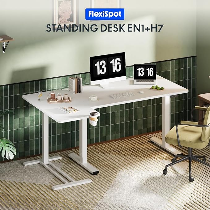 FLEXISPOT 28" Mobile Standing Desk Pneumatic Lift Computer Workstations - Image 9
