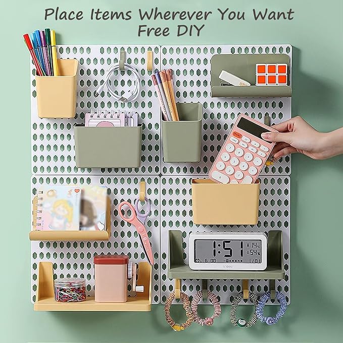 Wall Desk Organizer, Pegboard Stand, Gaming Desk Organizer, Wall Organizer Peg Board, Pegboard Combination Kit for Wall Organizer, Ornaments Display, Kitchen Organization(Multi-Colored) - Image 5