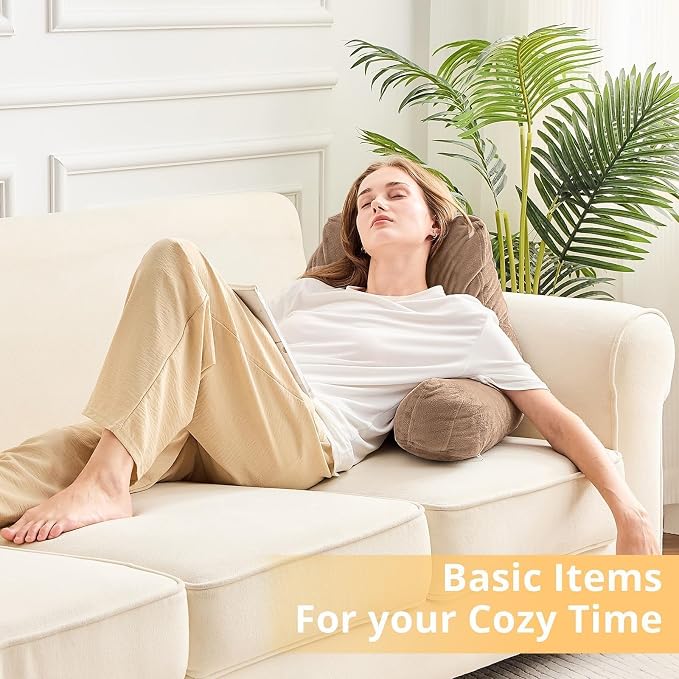 Sasttie Reading Pillow for Bed, Back Pillow for Sitting Up, Light Brown - Image 7