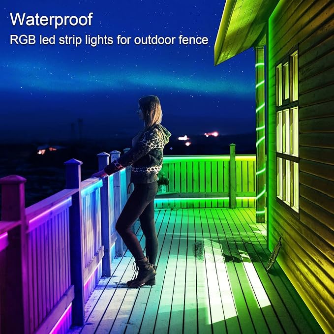 AILBTON 200ft Outdoor LED Strip Lights Waterproof,IP68 Outside Led Light Strips Waterproof with Bluetooth App Remote Control,Music Sync RGB Exterior Led Rope Lights,for Balcony,Deck,Roof,Garden,Pool - Image 4