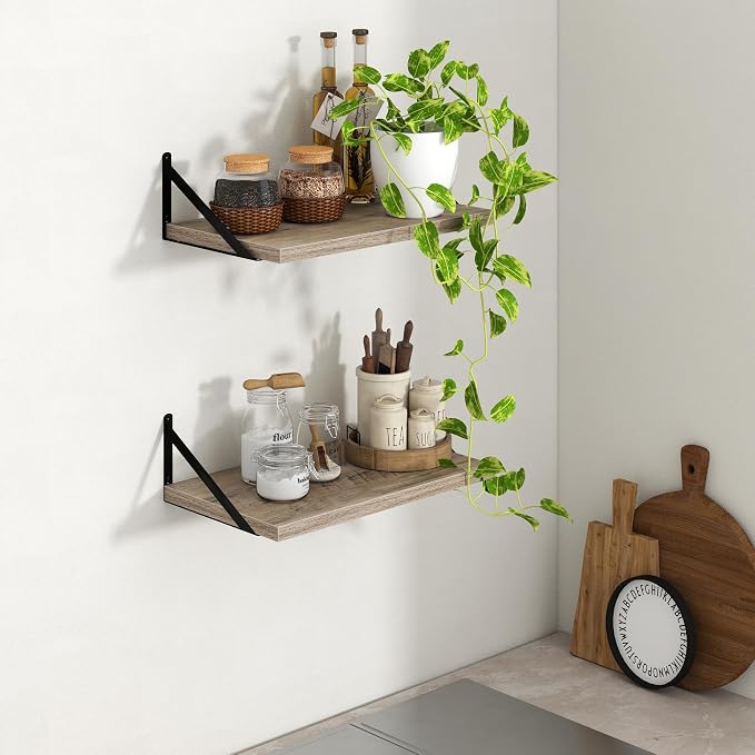 Axeman Deep Floating Shelves - 20 Inch Floating Shelves Set of 2-12 Inch Deep Grey Wall Shelves for Living Room Bathroom Kitchen - Image 7