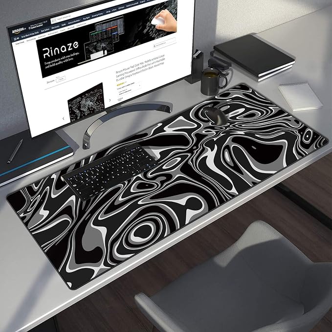 Rinaze Large Gaming Mouse Pad with Superior Micro-Weave Cloth, Extended Desk Mousepad with Stitched Edges, Anti-Slip Keyboard Pad for Computer, Home and Gaming - Image 7