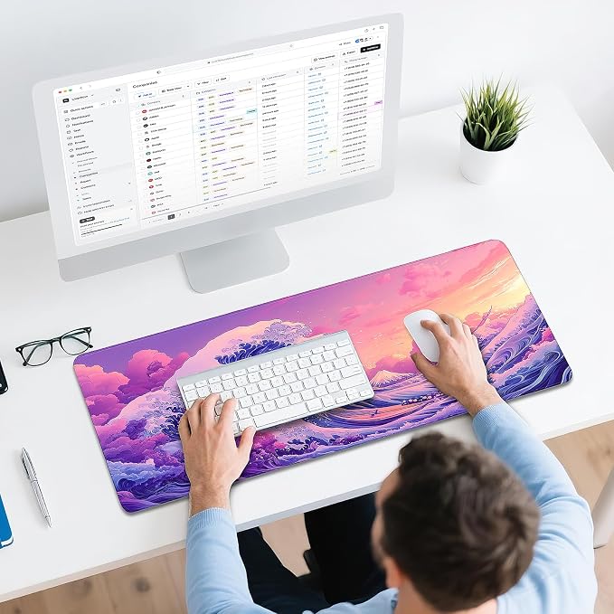 Mouse Pad Gaming - Desk Mat for Keyboard and Mouse - Kanagawa Large Mouse Pad for Desk, Japanese Sea Wave Mousepad (31.5" x 11.8") with Non-Slip Base, Desks Pad Mat for Gaming, Office and Home - Image 6
