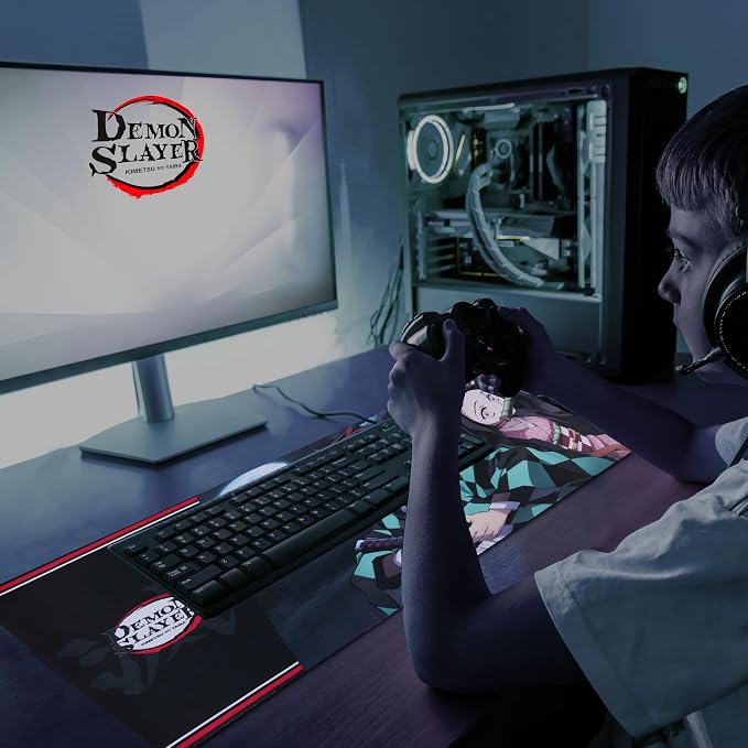 Demon Slayer Large Gaming Mouse Pad 31"x15" XL Computer Desk Mat, Anime | Demon Slayer anime gaming mouse pad, Oversized 31x15in smooth fabric top, stitched edges, non-slip rubber base. - Image 7