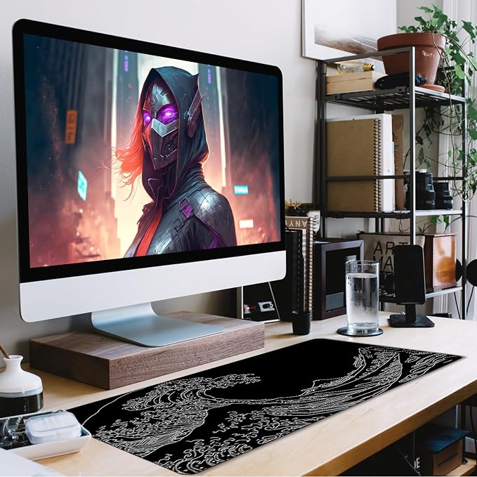 TEDNETGO Extra Large Mouse Pad, Gaming Mouse Pad, Waterproof Extra Large Mousepad with Stitched Edges, Non-Slip Base Keyboard Pad for Gamer, Office & Home, 31.5 x 15.8, Sea Wave - Image 7
