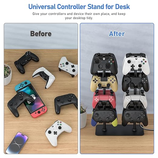 MANMUVIMO Controller Holder for 16 Xbox PS5 PS4 Gaming Controller, Video Game Controller Holder Headphone Stand for Desk, Gamer Gifts for Men, Gaming Room Accessories Maximum Organizer Rack - Image 6