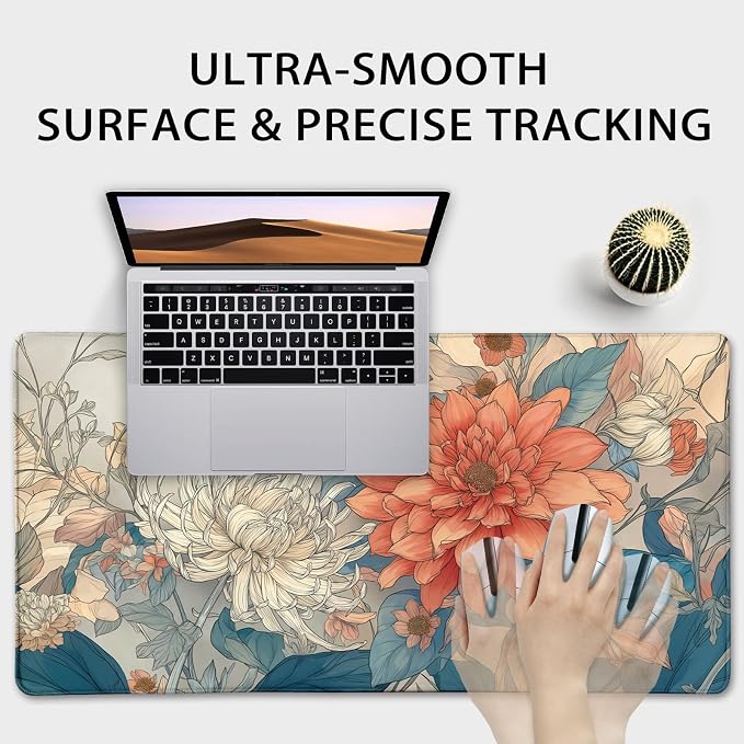 Japanese Floral Large Gaming Mouse Pad Desk Mat 31.5"x15.7" | Extended Mousepad, Non-Slip Rubber Base , Stitched Edges, for Computer/Laptop/Office/Home - Image 5