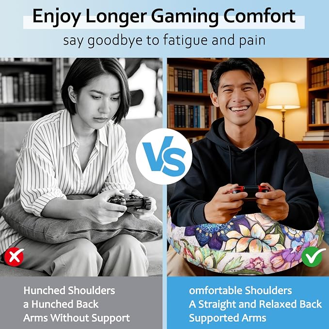 Crafting Pillow for Crocheting, Crochet Pillow for Lap Support, 12 Fun Print Styles, Ergonomic Arm Support, For Bed, Floor, Chair Comfort, Pain Relief and Fatigue for Gaming and Woking (Flower) - Image 6