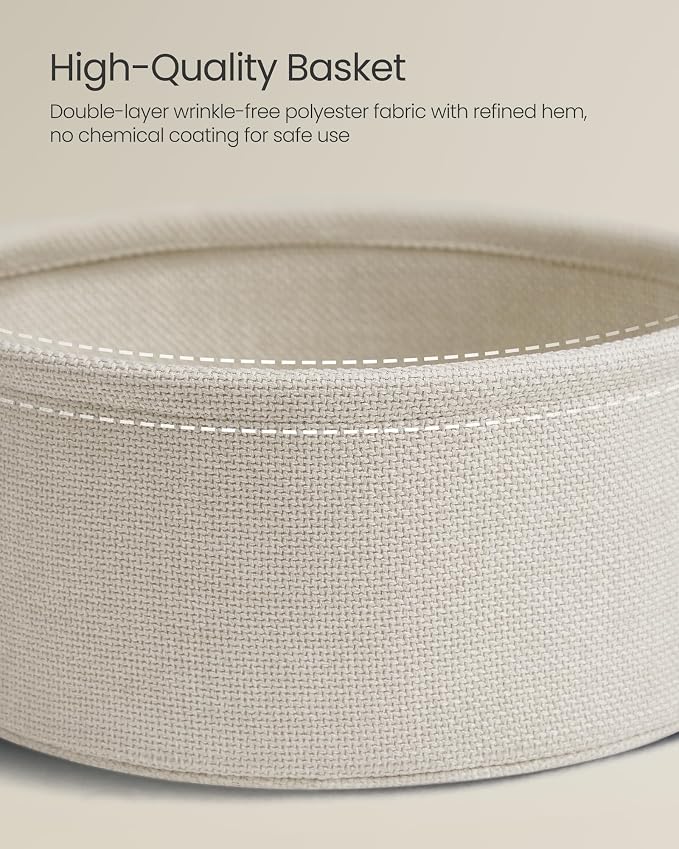 VASAGLE Side Table with Charging Station,Fabric Basket, Round End Table - Image 7