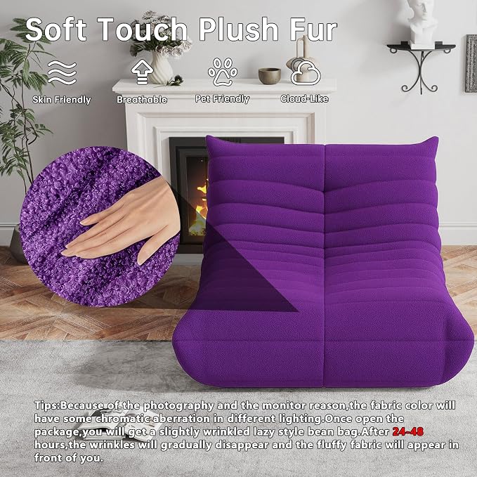 WHGBJA Bean Bag Chair for Adults, Lazy Bean Bag Sofa for Bedroom, Living Room, Reading, Gaming Floor Sofa Chair, Boneless, Comfy - Image 3