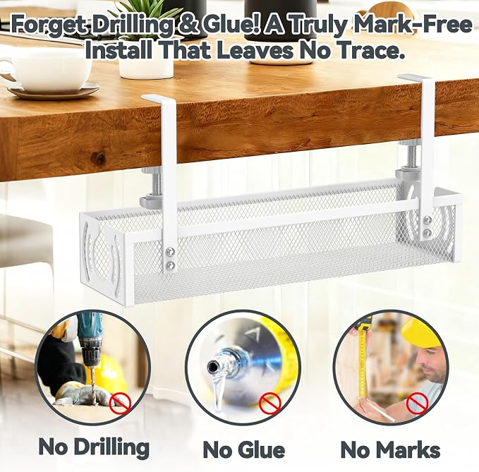 Cable Management, 15'' Under Desk Cable Management Tray No Drill - Image 4