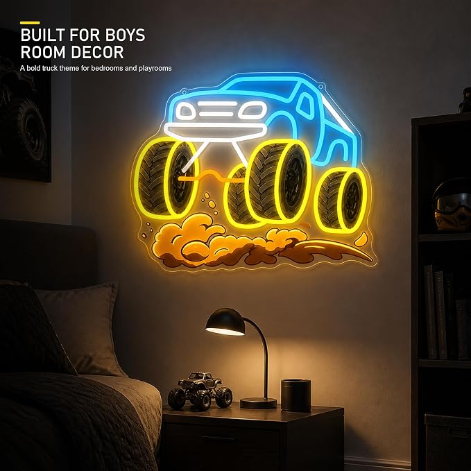 CULOIS Monster Truck Neon Sign for Boys Room, Dimmable LED Car Neon Light - Image 3