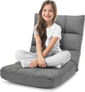 ERGOMASTER Floor Gaming Chair with Back Support 14 Adjustable Positions Folding Recliner Alloy Steel Frame High Resilience Sponge & Linen Fabric Couch Recliner for Playing Reading for Adults, Kids by ERGOMASTER