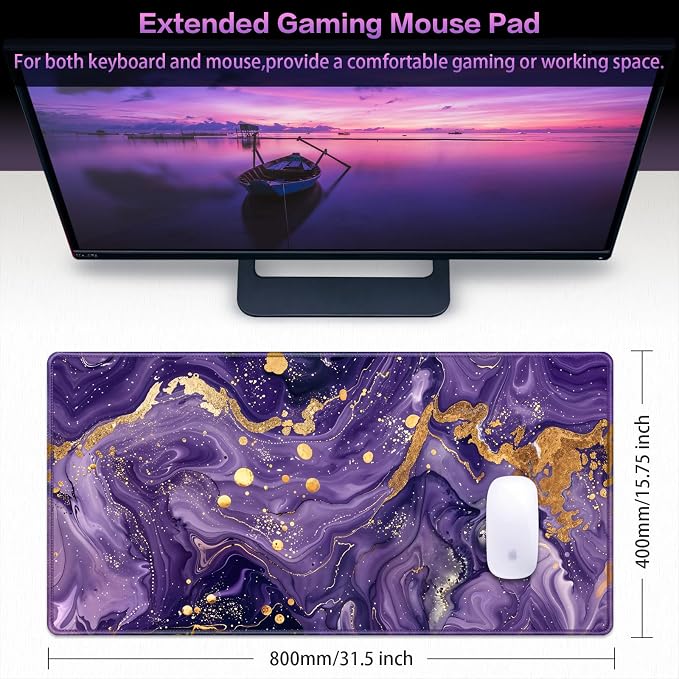Canjoy Gaming Mouse Pad, 31.5x15.7in Large Mouse Pads for Desk Keyboard Pad | Desk Mat for Keyboard and Mouse Computer Big Full Size Desk Pad with Non-Slip Rubber Base and Stitched Edge for Home Office - Image 2