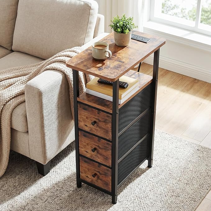 LOAKEKEL Narrow End Tables Living Room Set of 2 with Charging Station - Image 9