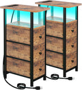 LOAKEKEL Narrow End Tables Living Room Set of 2 with Charging Station by LOAKEKEL