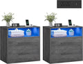 VASAGLE 23.6‑Inch Wide Nightstands, Set of 2, LED Lights, 2 Drawers by Unknown