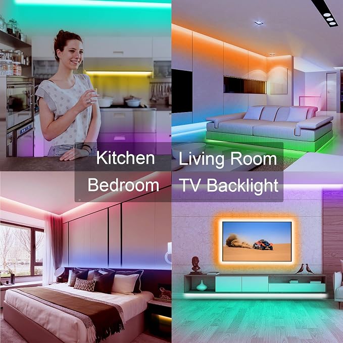 VOLIVO 65.6 FT WiFi LED Strip Lights,LED Light Strip Compatible with Alexa and Google Home,App/Remote/Voice Controlled Music Sync Color Changing Lighting for Bedroom Kitchen,Party,TV - Image 7
