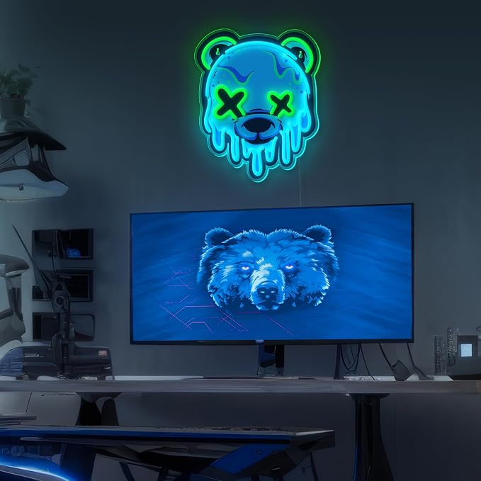 Ice Bear Neon Sign, Cool Led Sign for Wall Decor - Usb Powered, Adjustable Brightness Anime Bear Led Light for Bedroom, Bar, Pub, Party, Man Cave Decor, Unique Gift for Teenage Boys - Image 6