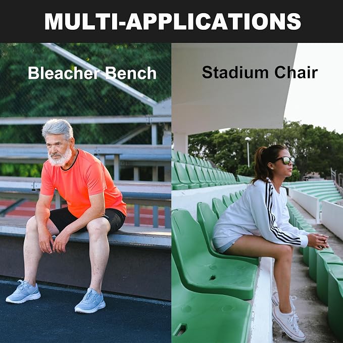 Stadium Seat Cushions 2-Pack 3-Pack, Portable Bleacher Cushions, Waterproof Oxford Fabric, Zipper Design, (Black, 2-Pack) - Image 6