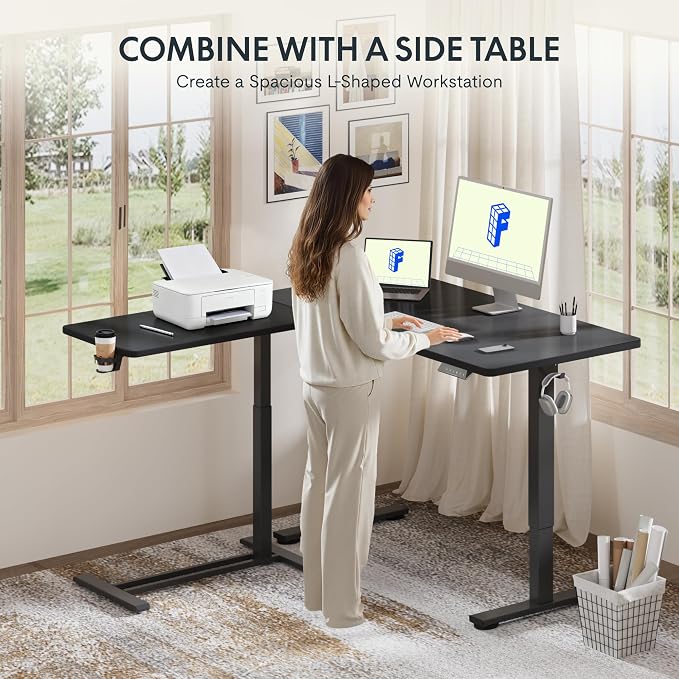 FLEXISPOT 28" Mobile Standing Desk Pneumatic Lift Computer Workstations - Image 4