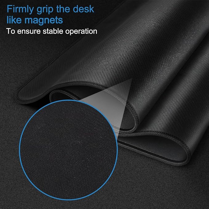 Mouse Pad Gaming, Extra Large Mousepad with Stitched Edges, Non-Slip Base | Large MousePad, Premium Microfiber Cloth Surface, Waterproof Keyboard Desk Mat for Home Office Gaming, 31.5 x 11.8 in, Black - Image 3