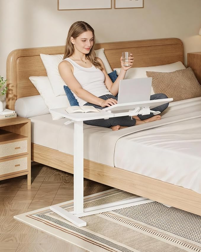 SANODESK 32''Overbed Table Gas Spring Lifting with Wheels&Tilting Desktop - Image 2