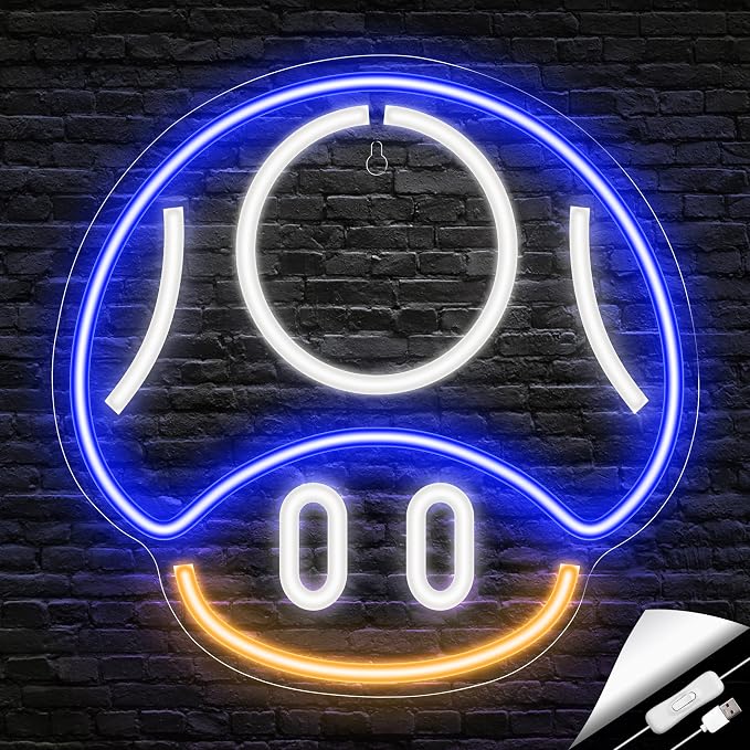 Kavaas Gaming Neon Sign, Mushroom Neon Sign for Game Room Decor, Man Cave, Kids Room - Gaming Mushroom Wall Decor - Gamer Gifts for Boys, Kids (Blue) - Image 8