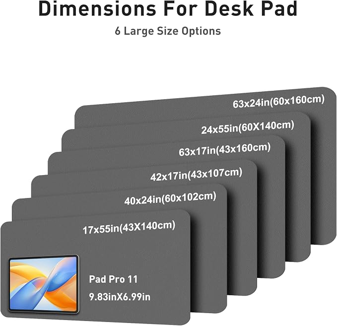 Aothia Faux Leather Desk Mat - Large Mouse Pad, Non-Slip PU Leather Blotter, Waterproof Writing Surface for Office and Home (Grey, 63" x 17") - Image 5