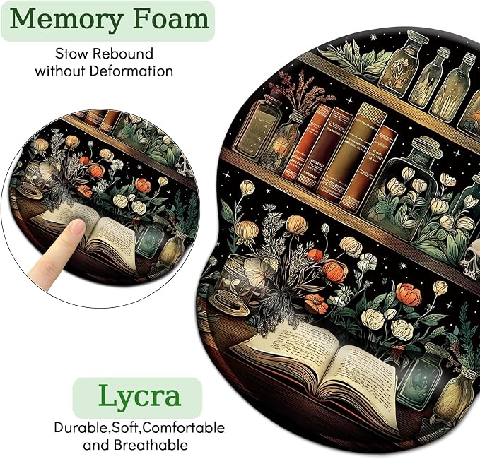 LIMKRIAN Goth Book Mouse Pad with Wrist Rest, Laptop Mousepad, 9.8 x 8.6in - Image 5