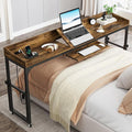 Tribesigns Height Adjustable Overbed Table with Wheels, Queen Size Over Bed Desk with Adjustable Tilt Stand, Mobile Laptop Cart Computer Desk with Outlets & USB Ports (Rustic Brown) by Unknown