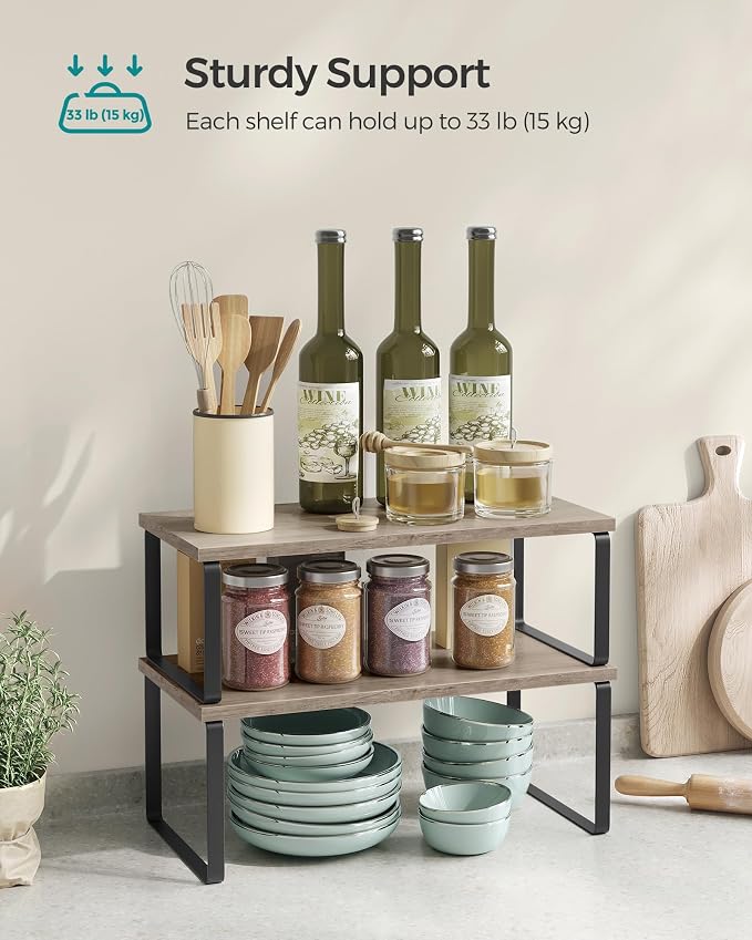 SONGMICS Cabinet Organizer Shelf, Set of 2 Spice Rack, Kitchen Storage - Image 4
