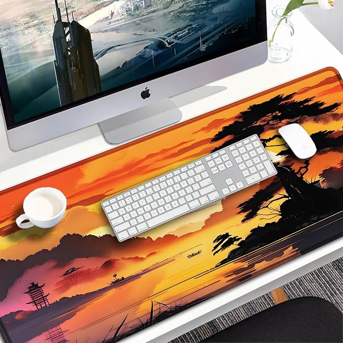 Mouse Pad Gaming, 31.5x15.7 inch Large Extended Computer Keyboard Mouse Mat, Water Resist Non-Slip Mousepad Rubber Base Long XXL Mouse Pad for Work & Gaming, Office & Home, Sunset - Image 7