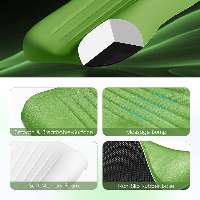 Ospelelf Mouse Pad with Wrist Rest Set Foam L-Shaped Desk Elbow Pad Ergonomic Desk Edge Cushion Anti-Slip Rubber Bottom Office Women Desk Accessories for Computer, Laptop and Gaming, Dark Green - Image 3