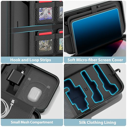 OIVO Carrying Case Compatible with 2025 Nintendo Switch2, Portable Switch Travel Carry Case Fit for Joy-Con & Adapter Hard Shell Protective Pouch Bag with 24 Game Slots, Black For N DS Cases & Storage - Image 6