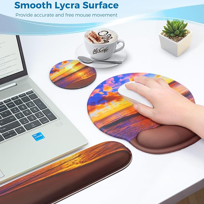 Mouse Pad and Keyboard Wrist Rest Support,Ergonomic Mouse Pad Set - Image 3