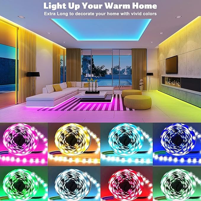 REEMEER Led Lights 100ft Smart APP Control Music Sync Strip Lights RGB Color Changing Strips with Remote, for Bedroom Kitchen and Party - Image 7